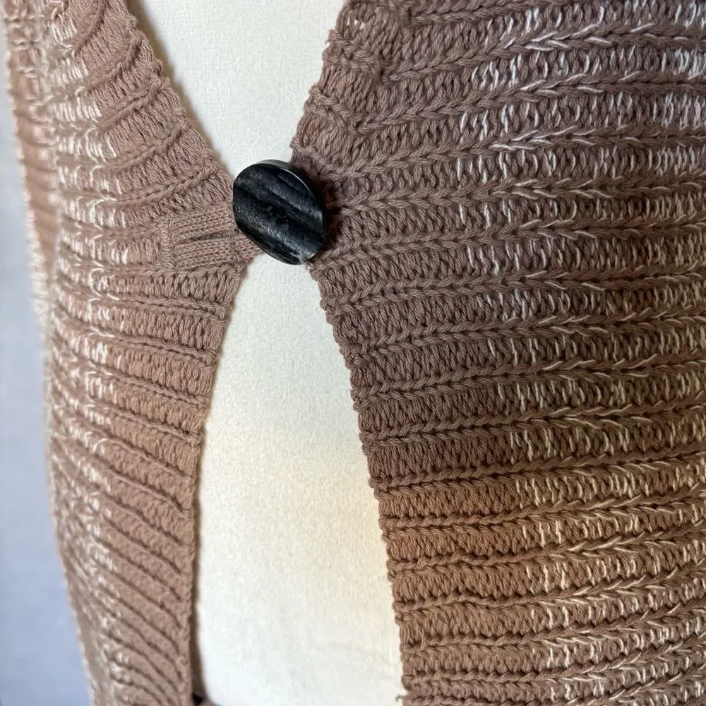 Prana Cardigan Womens Size Small Brown Organic Cotton Open Front Boho Minimalist